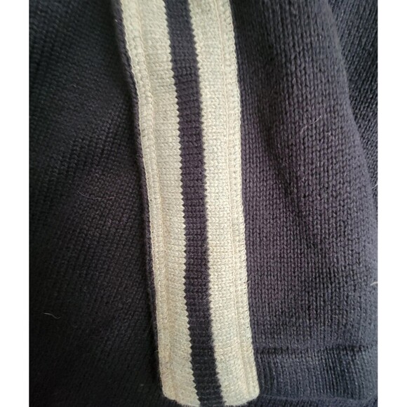 Eddie Bauer 2XL Sweater Navy Stripe Quarter Zip Mock Neck Warm Winter Casual - Picture 2 of 5